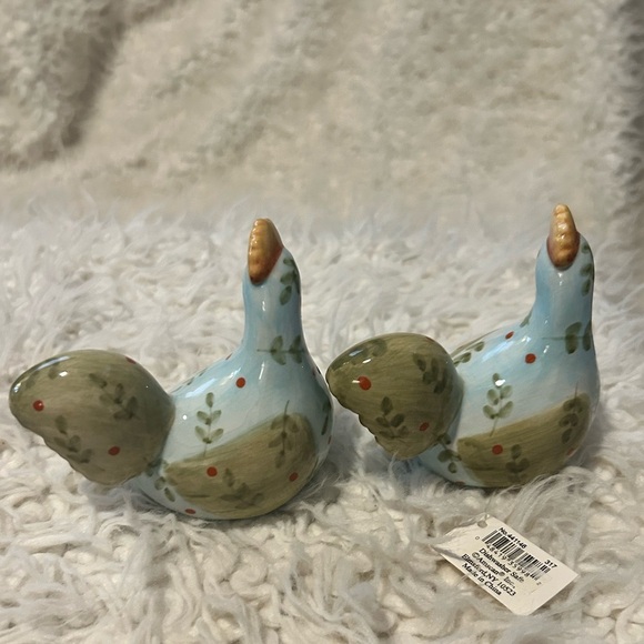 Amscan birds chicken Ceramic Salt Pepper Shaker Set NWT artsy farmhouse Hg55 - Picture 1 of 5
